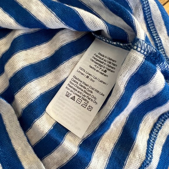 J. Crew Linen roll-cuff crewneck T-shirt in stripe 100% Linen Size 2X - NEW - Picture 5 of 8